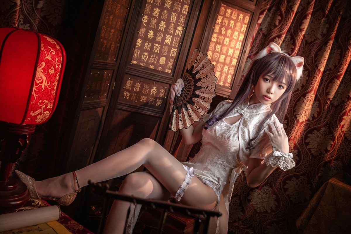 图片[10]-[Cosplay]雯妹不讲道理 – 旗袍白丝吊带袜 – COSPLAY-小乔阁