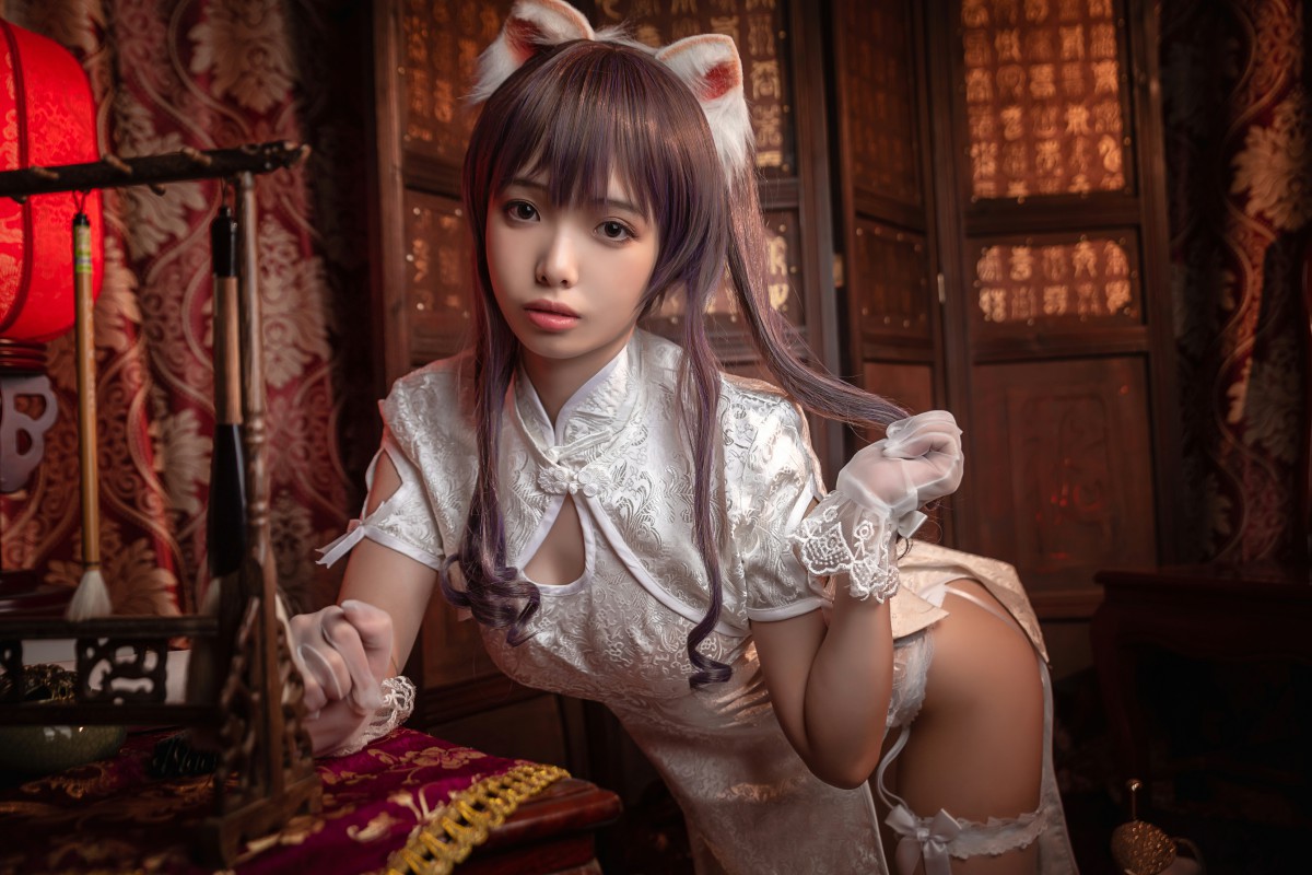 图片[12]-[Cosplay]雯妹不讲道理 – 旗袍白丝吊带袜 – COSPLAY-小乔阁