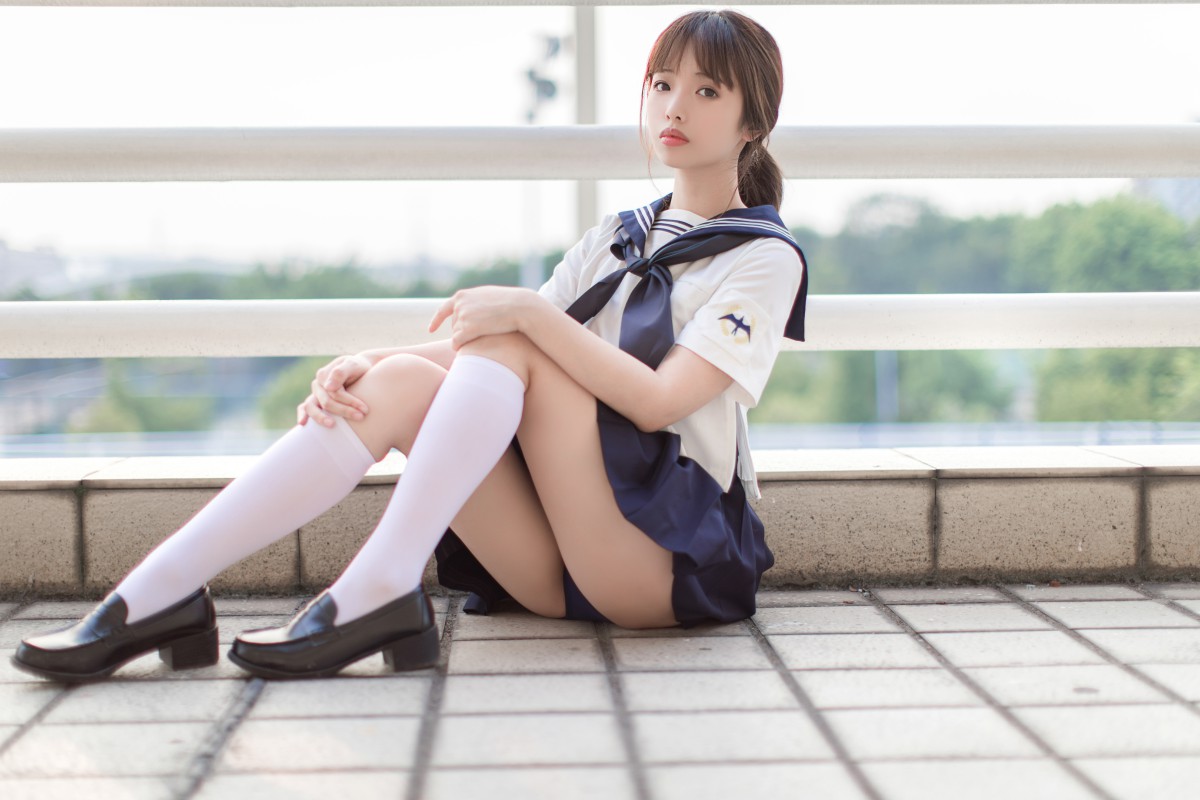 图片[2]-[Cosplay]雯妹不讲道理 – JK 白丝 死库水 – COSPLAY-小乔阁