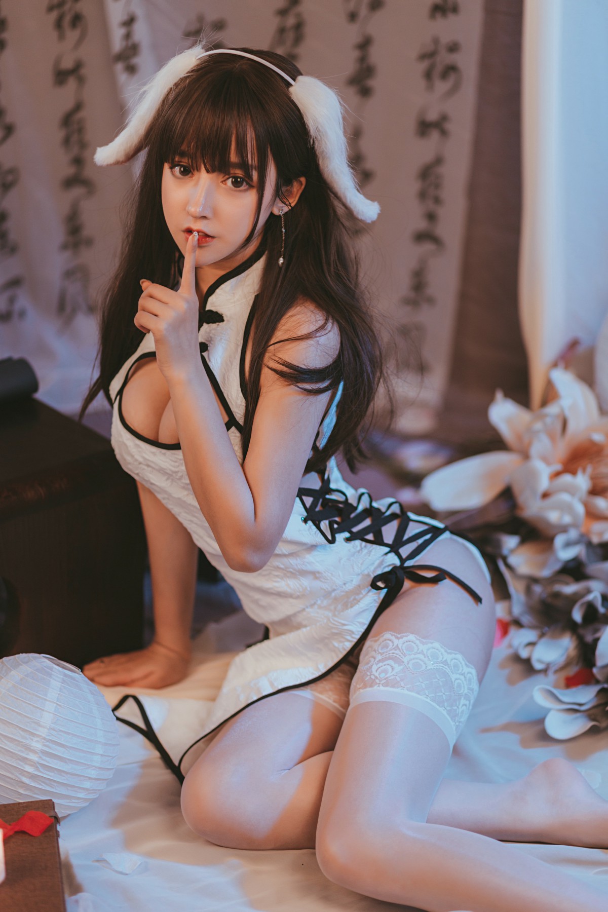 图片[14]-过期米线喵喵 – 白色旗袍 – COSPLAY-小乔阁
