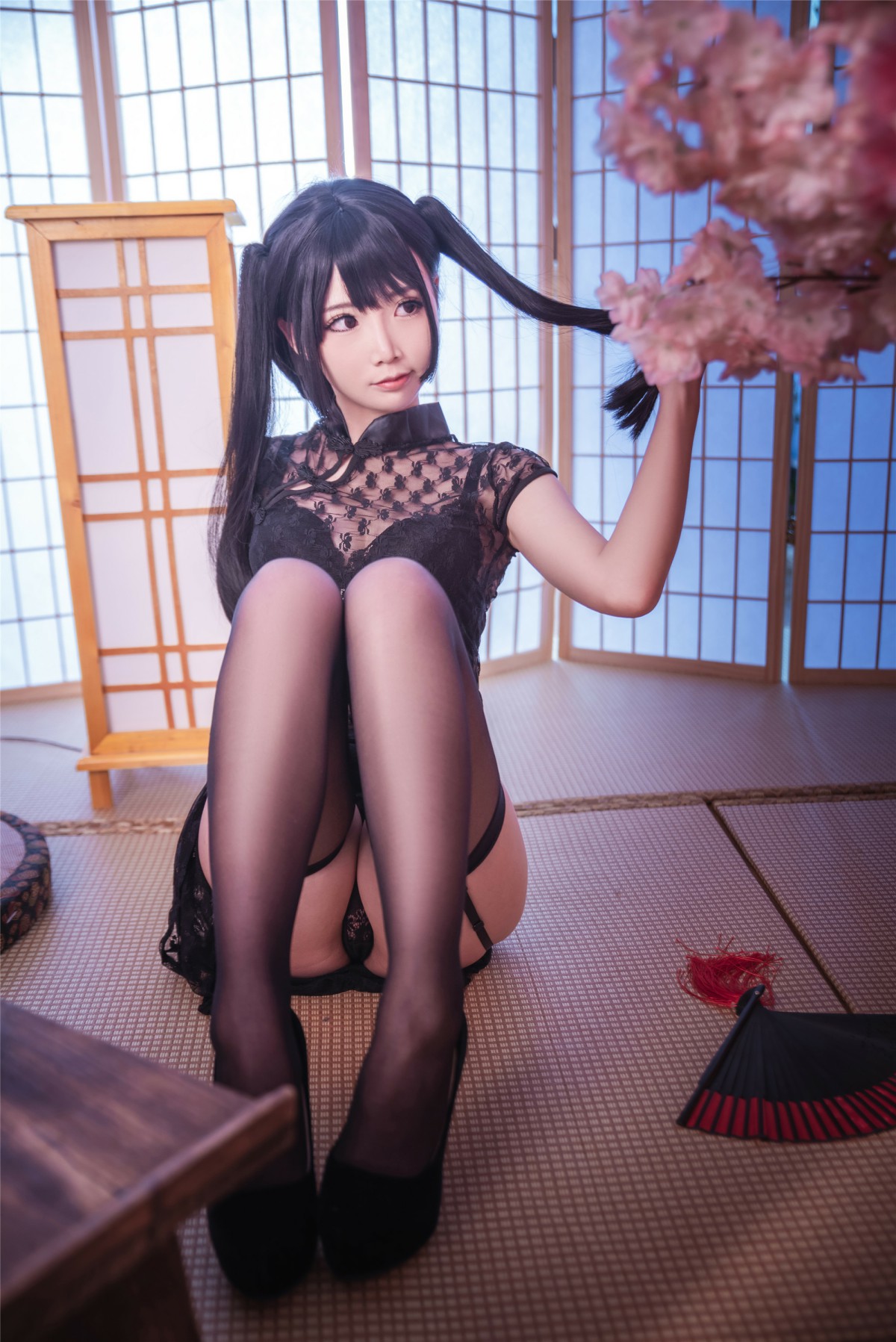 图片[8]-[Cosplay]面饼仙儿 – 黑丝情趣旗袍 – COSPLAY-小乔阁