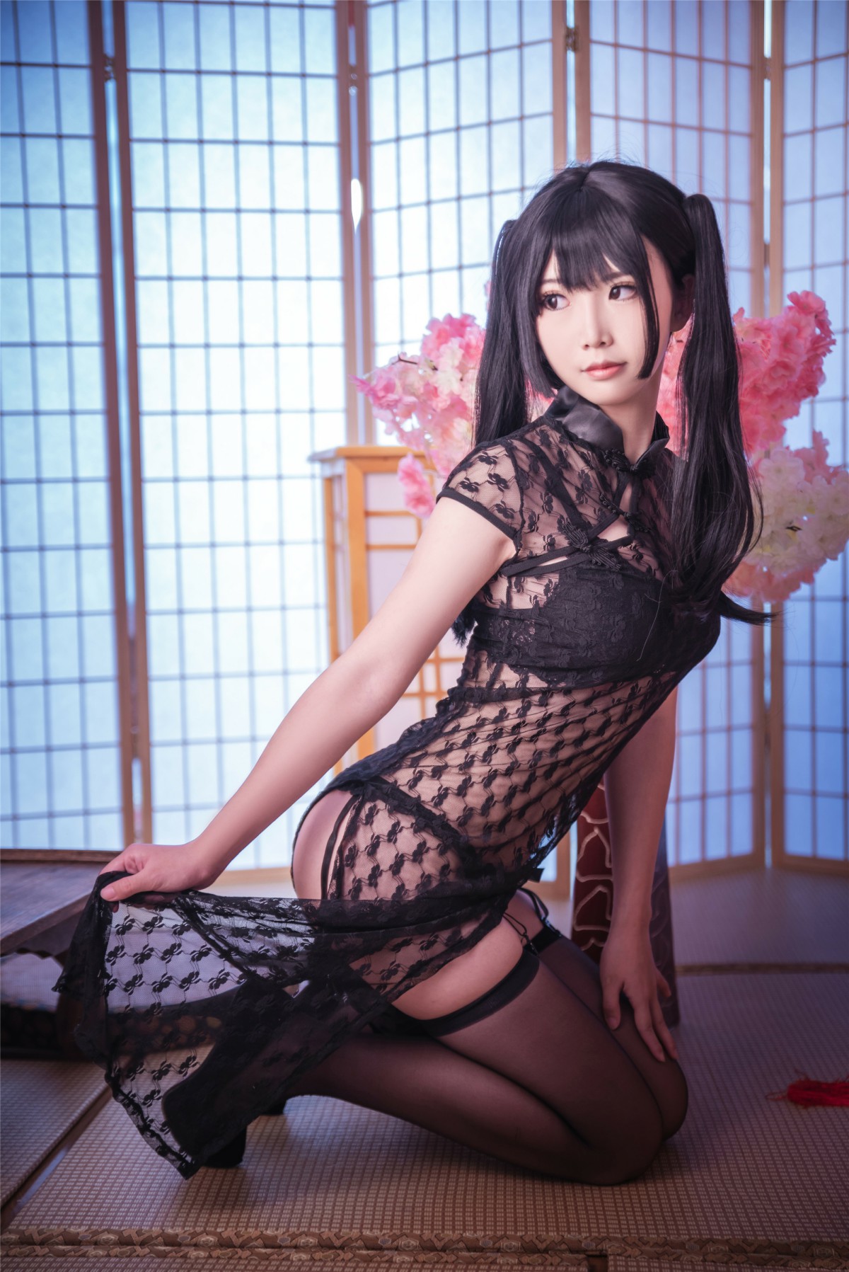 图片[12]-[Cosplay]面饼仙儿 – 黑丝情趣旗袍 – COSPLAY-小乔阁