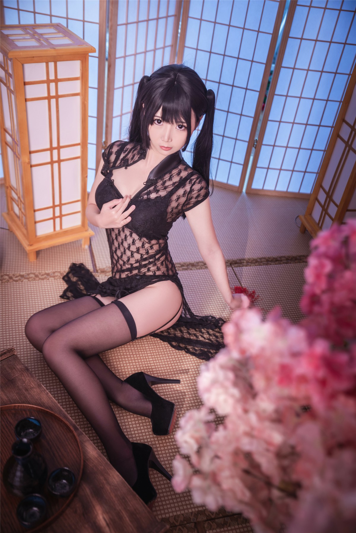 图片[17]-[Cosplay]面饼仙儿 – 黑丝情趣旗袍 – COSPLAY-小乔阁