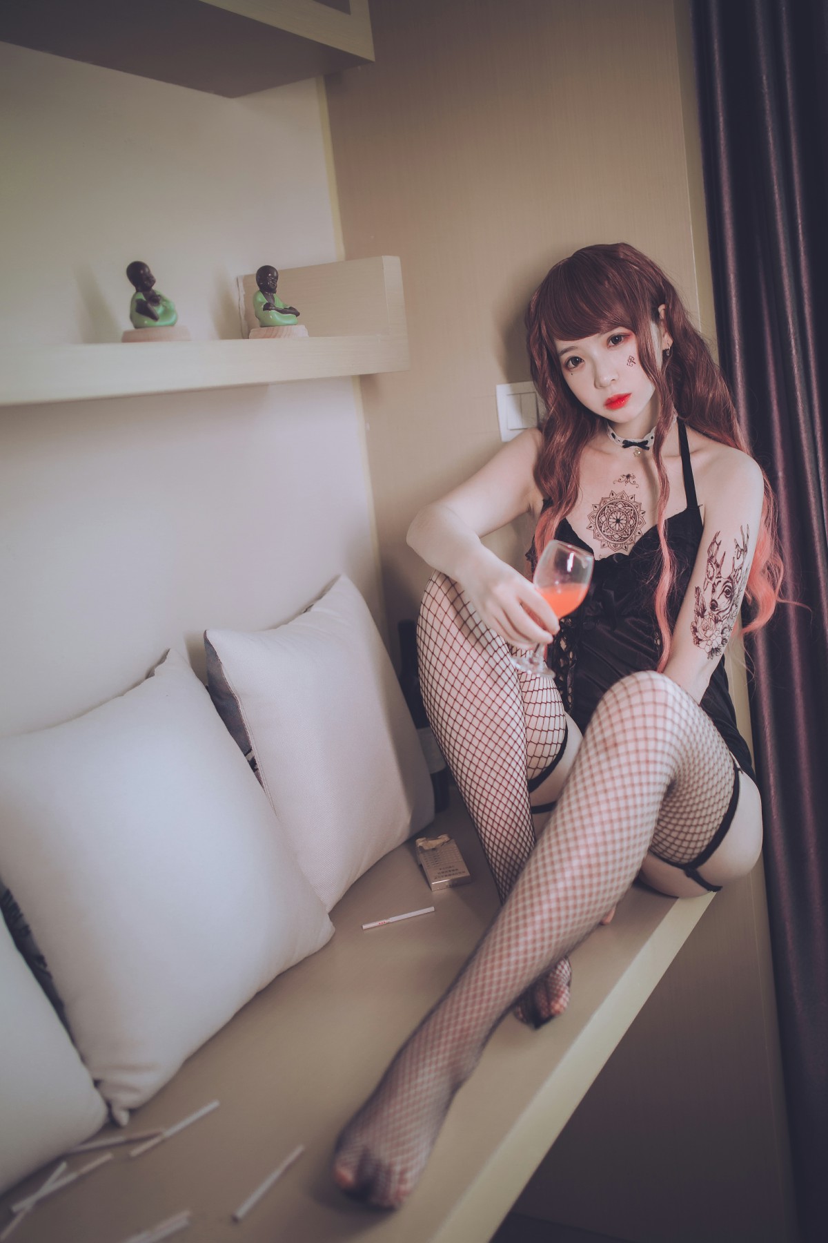 图片[12]-疯猫ss -黑色吊带袜 – COSPLAY-小乔阁