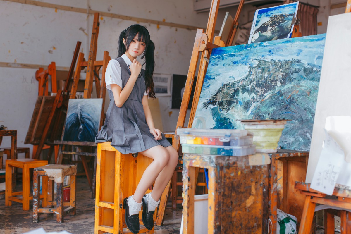 图片[2]-萝莉风COS 桜桃喵 – 画室少女 – COSPLAY-小乔阁