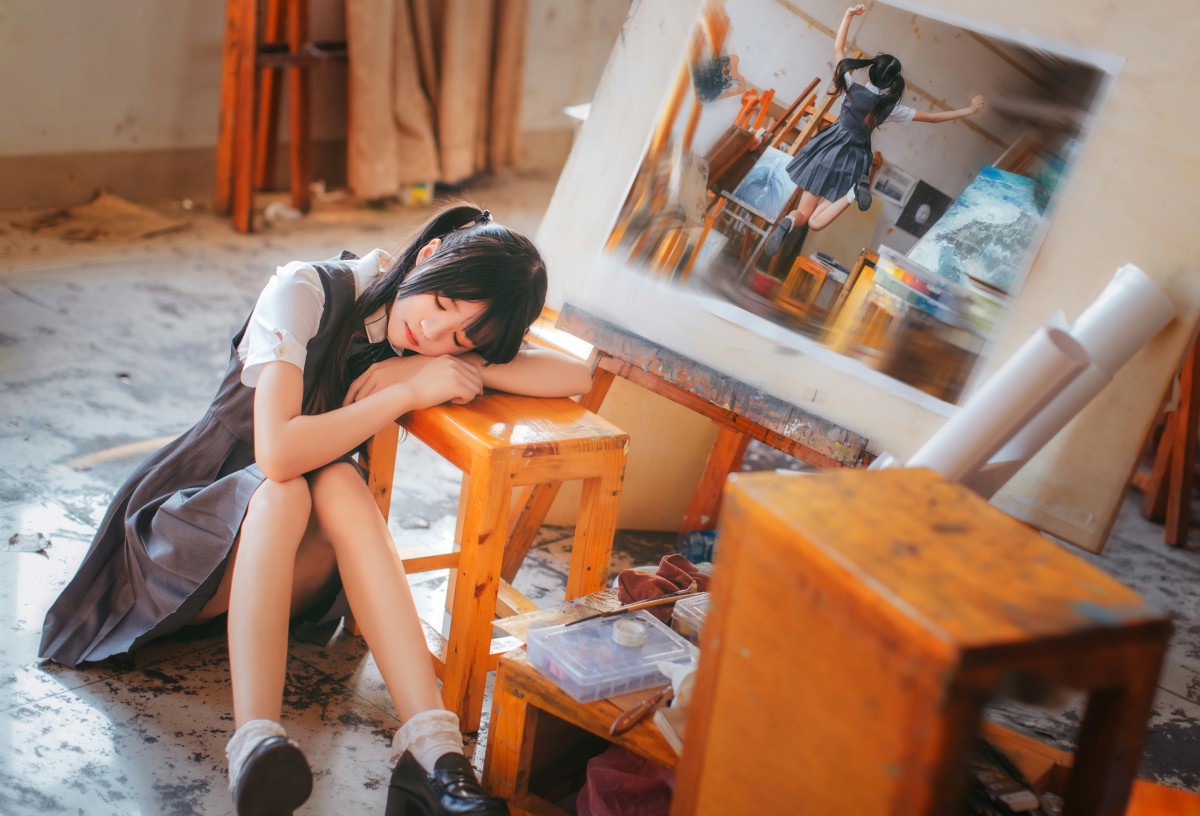 图片[16]-萝莉风COS 桜桃喵 – 画室少女 – COSPLAY-小乔阁
