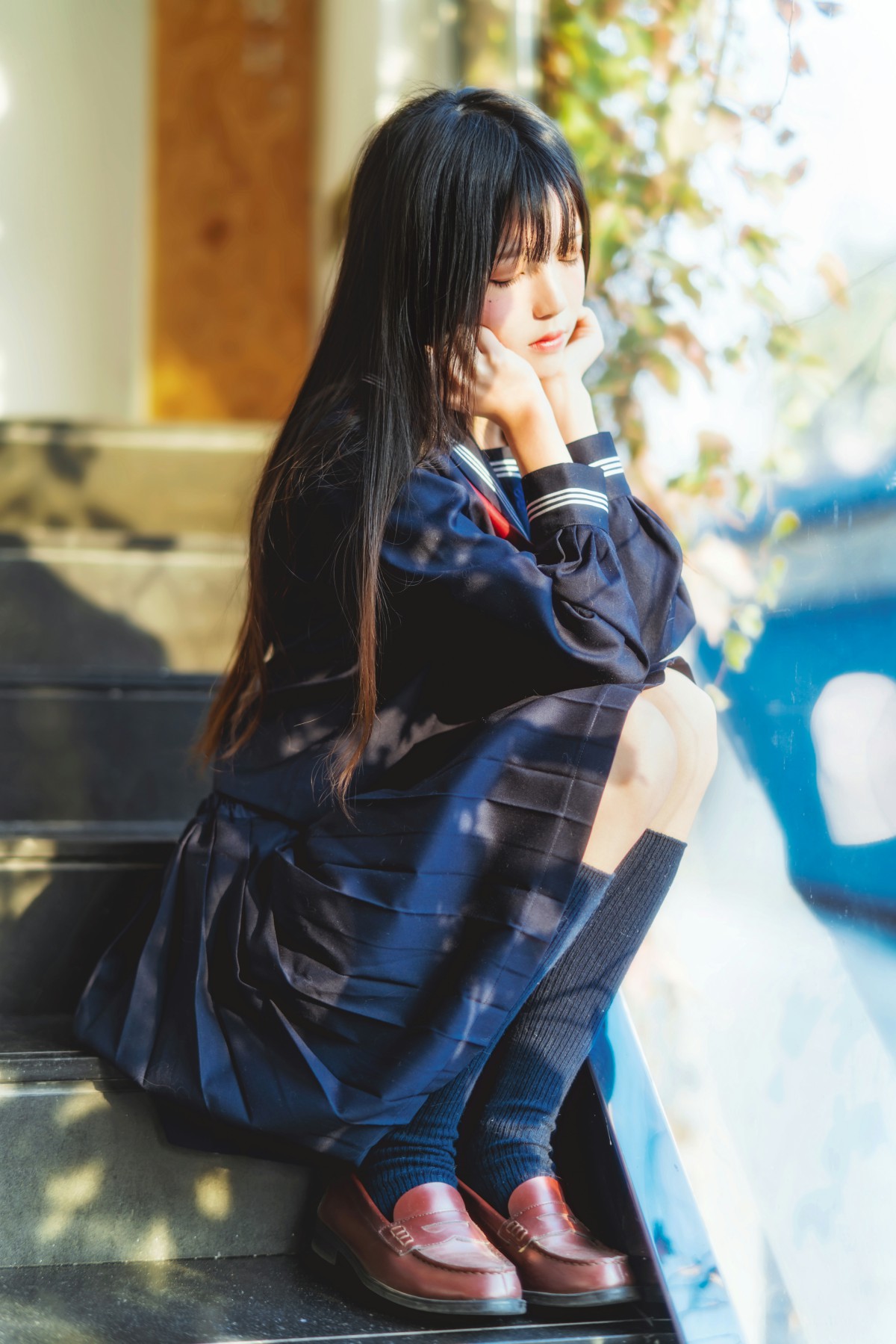 萝莉风COS 桜桃喵 – 黑色水手服 – COSPLAY-小乔阁