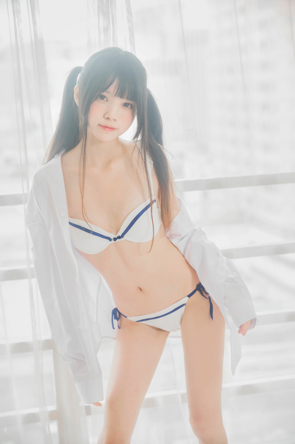 图片[2]-[桜桃喵]桜桃未熟-白衬衫双马尾 – COSPLAY-小乔阁
