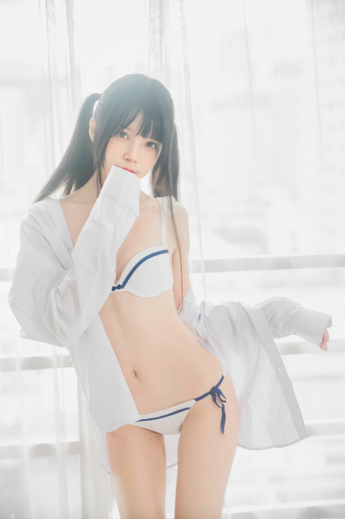图片[3]-[桜桃喵]桜桃未熟-白衬衫双马尾 – COSPLAY-小乔阁