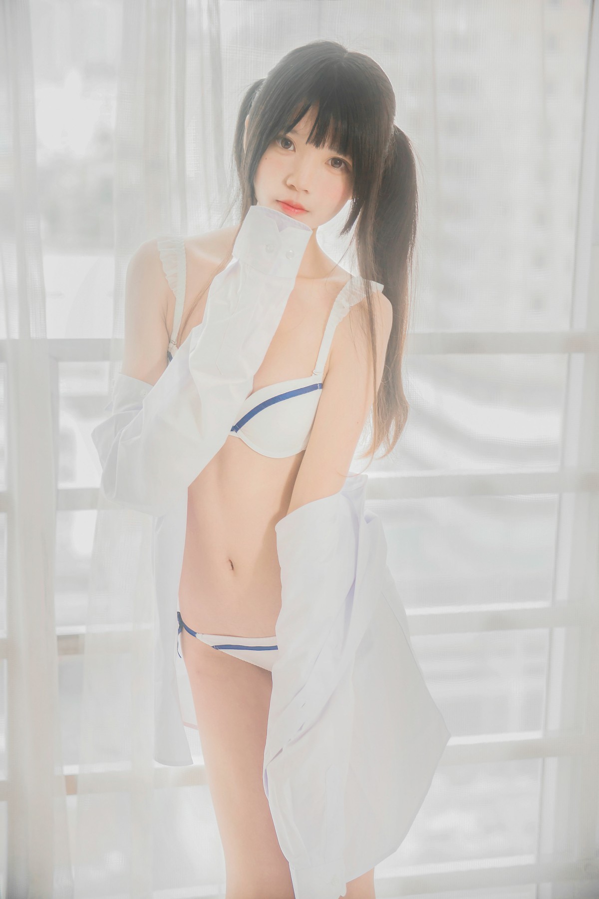 图片[7]-[桜桃喵]桜桃未熟-白衬衫双马尾 – COSPLAY-小乔阁